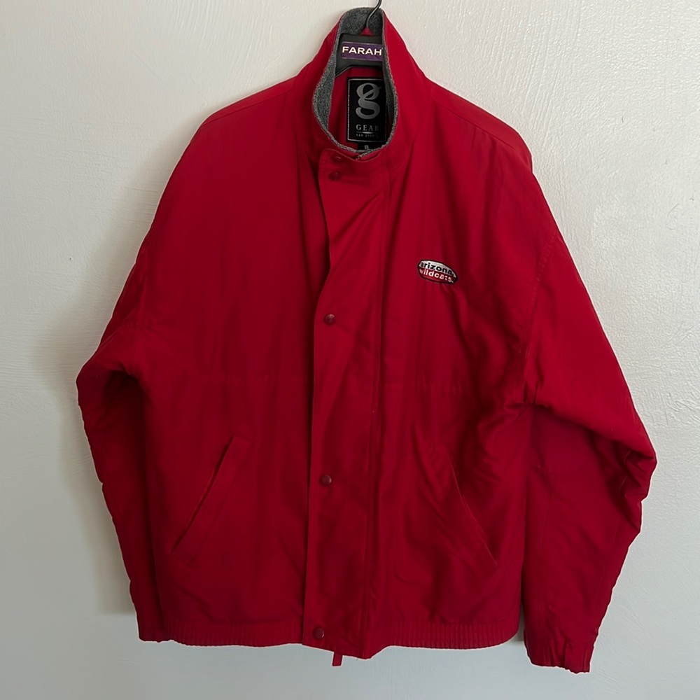 University of Arizona vintage polyester-fleece lined jacket, mens large